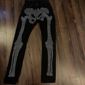 Mnml streetwear studded skeleton jeans black 29 Halloween
